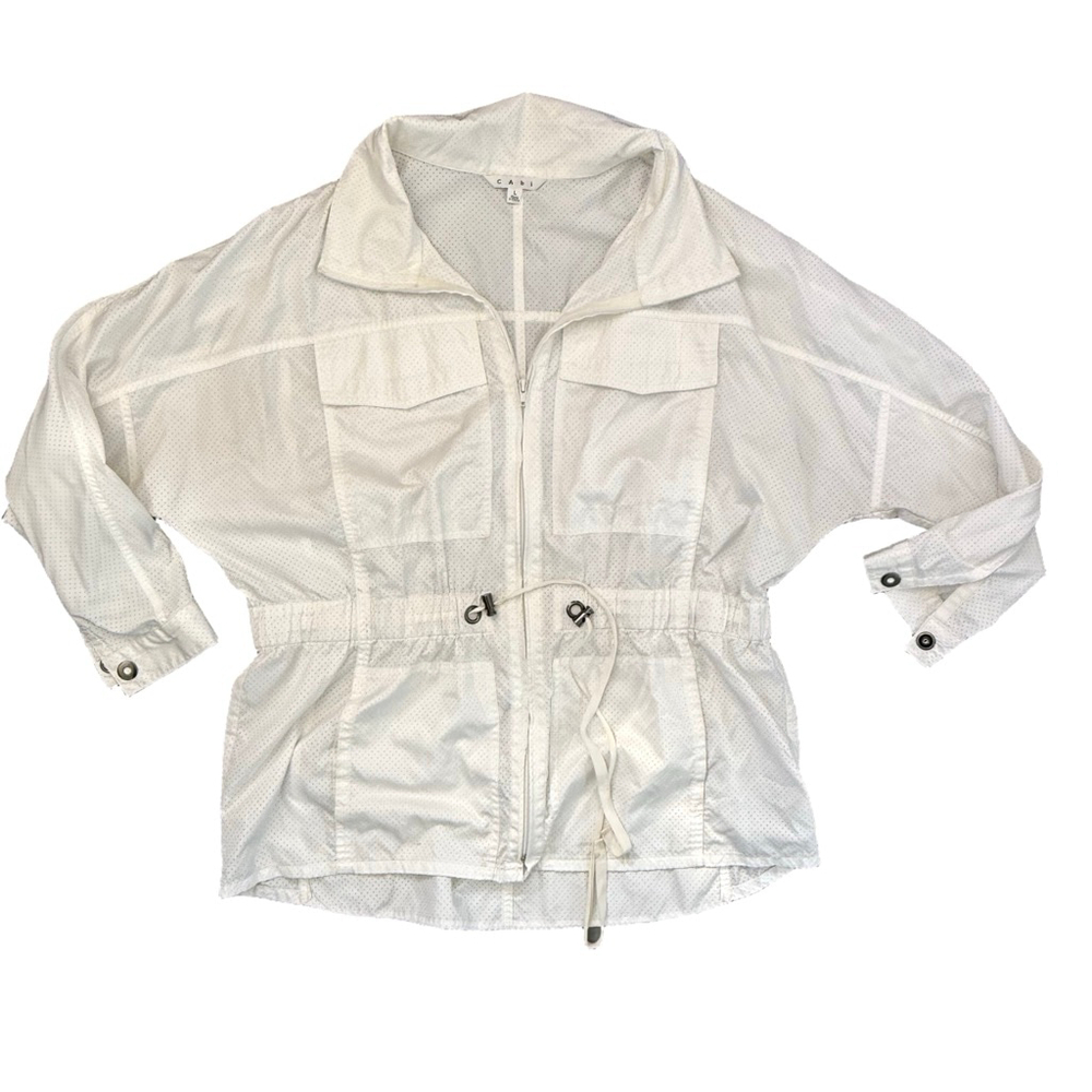 Cabi Fairway Perforated Zip-Up Jacket - White L